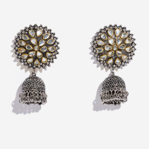 Westside Accessories Silver Oxidized Jhumka Earrings